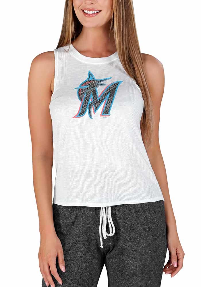 Miami Marlins Women's Tank Top Shirt Break The Game MLB White