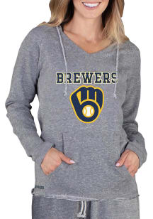 Concepts Sport Milwaukee Brewers Womens Grey Mainstream Terry Hooded Sweatshirt