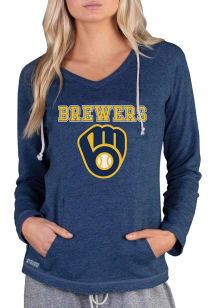Concepts Sport Milwaukee Brewers Womens Navy Blue Mainstream Terry Hooded Sweatshirt