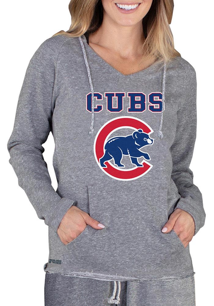 Chicago Cubs Womens Grey Mainstream Terry Hooded Sweatshirt