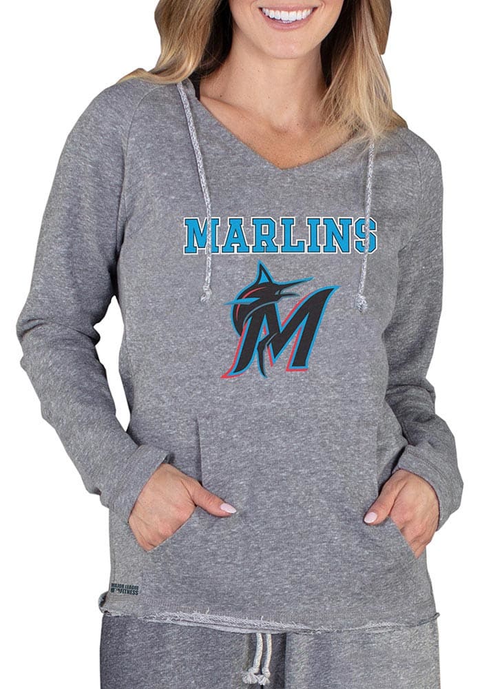 Antigua Women's Miami Marlins Gray Victory Crew Pullover