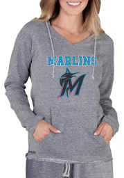 Miami Marlins Womens Grey Mainstream Terry Hooded Sweatshirt