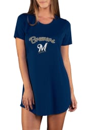 Milwaukee Brewers Womens Navy Blue Marathon Loungewear Sleep Shirt