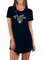 Brooklyn Nets Womens Black Marathon Loungewear Sleep Shirt
