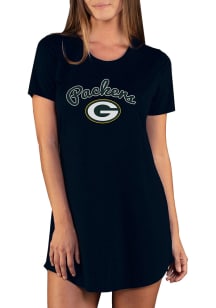 Concepts Sport Green Bay Packers Womens Black Marathon Loungewear Sleep Shirt