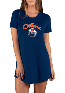 Concepts Sport Edmonton Oilers Womens Navy Blue Marathon Loungewear Sleep Shirt