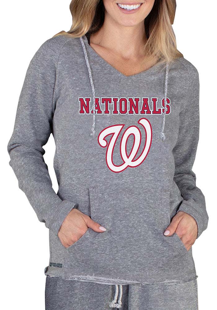 Washington Nationals Womens Grey Mainstream Terry Hooded Sweatshirt