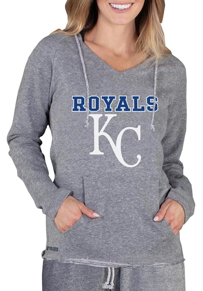 Kansas City Royals 47 Brand Women Blue Primetime Long Sleeve Hooded T-Shirt