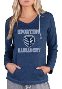 Concepts Sport Sporting Kansas City Womens Navy Blue Mainstream Terry Hooded Sweatshirt