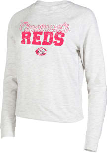 Cincinnati Reds Womens Oatmeal Mainstream Crew Sweatshirt