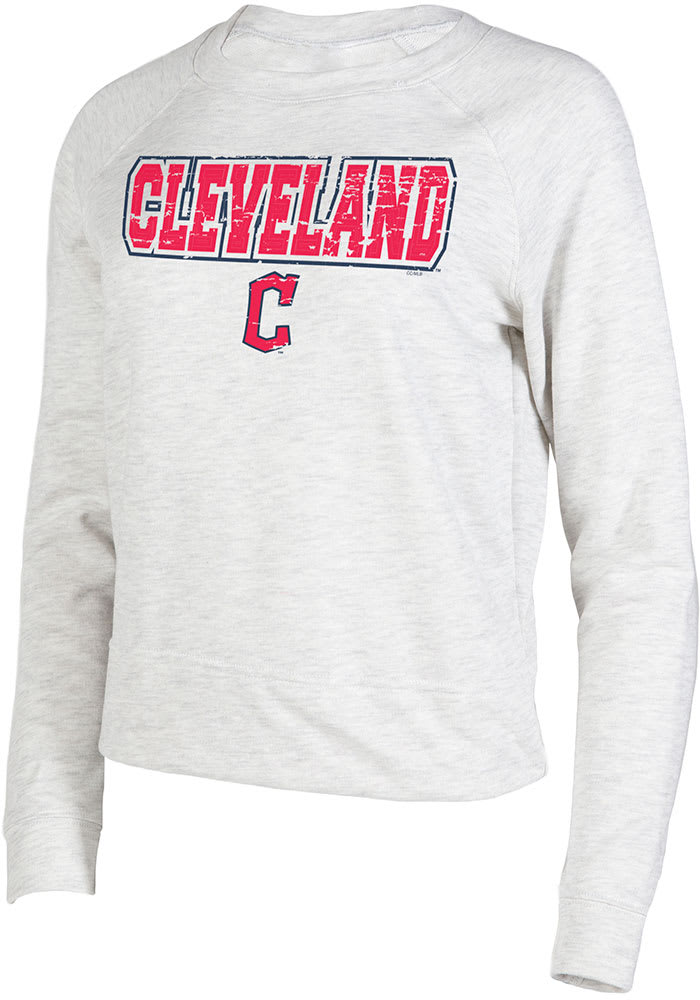 Cleveland Indians Womens Oatmeal Mainstream Crew Sweatshirt