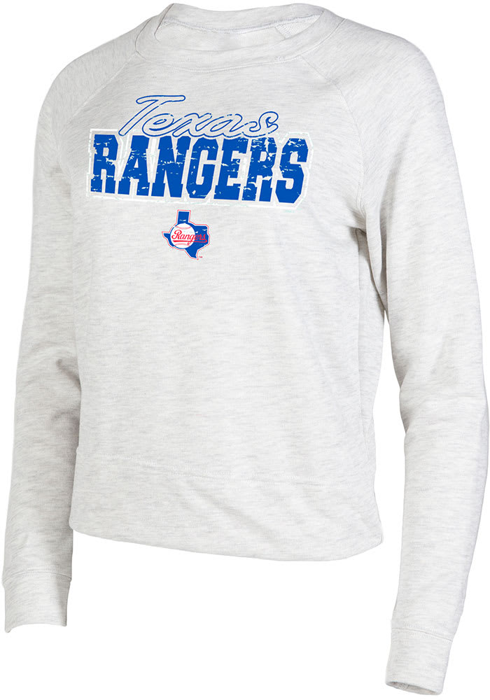 Texas Rangers Rangers Womens Oatmeal Mainstream Long Sleeve Crew Sweatshirt