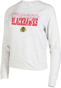 Chicago Blackhawks Womens Oatmeal Mainstream Crew Sweatshirt