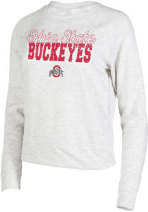 Ohio State Buckeyes Womens Oatmeal Mainstream Crew Sweatshirt