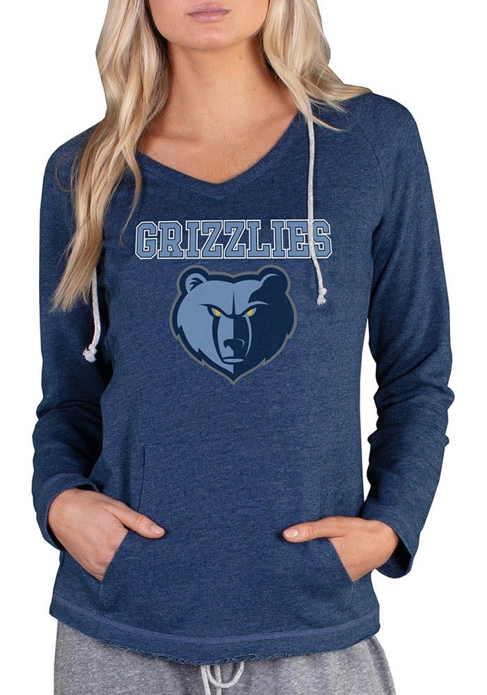 Memphis Grizzlies Womens Navy Blue Mainstream Terry Hooded Sweatshirt