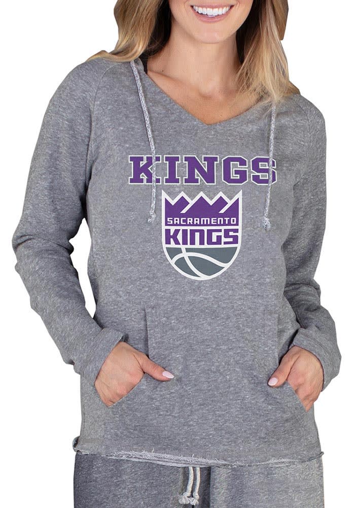 Sacramento Kings Womens Grey Mainstream Terry Hooded Sweatshirt
