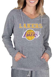 Los Angeles Lakers Womens Grey Mainstream Terry Hooded Sweatshirt