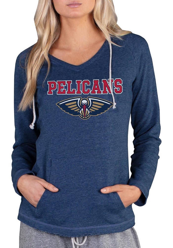 New Orleans Pelicans Womens Navy Blue Mainstream Terry Hooded Sweatshirt