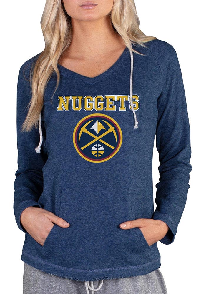 Denver Nuggets Womens Navy Blue Mainstream Terry Hooded Sweatshirt