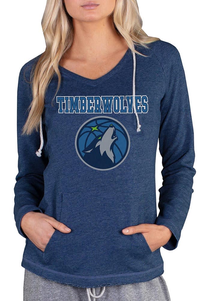 Minnesota Timberwolves Womens Navy Blue Mainstream Terry Hooded Sweatshirt
