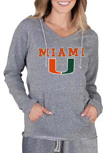 Concepts Sport Miami Hurricanes Womens Grey Mainstream Terry Hooded Sweatshirt