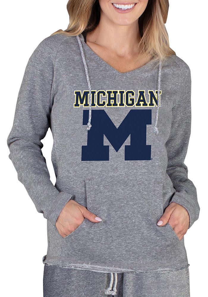 Michigan Wolverines Womens Grey Mainstream Terry Hooded Sweatshirt