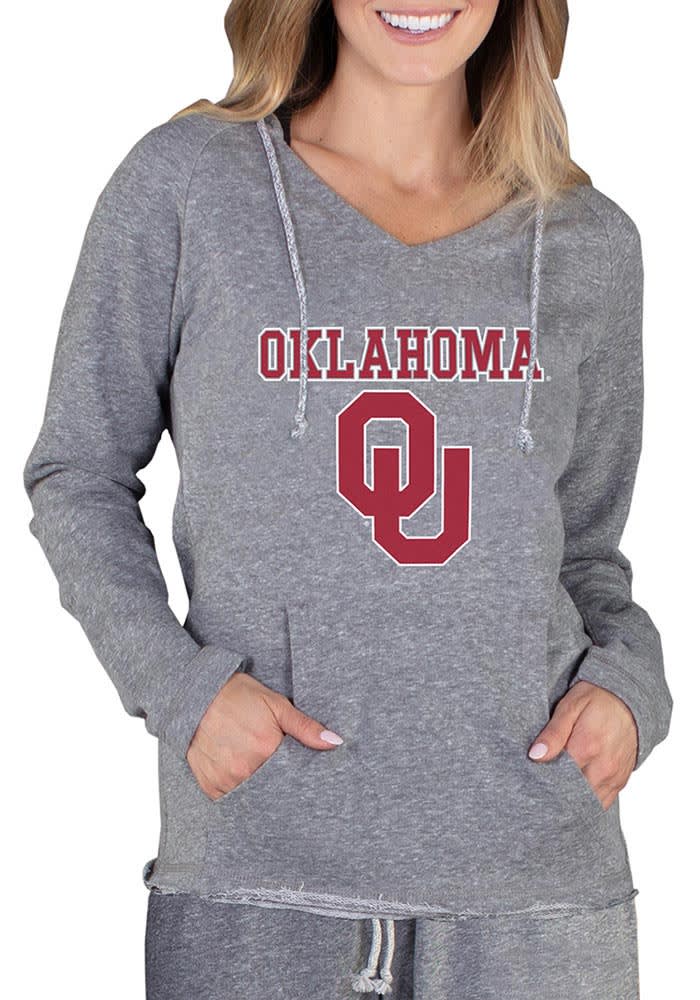 Oklahoma Sooners Womens Grey Mainstream Terry Hooded Sweatshirt