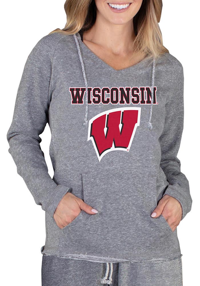 Wisconsin Badgers Womens Grey Mainstream Terry Hooded Sweatshirt