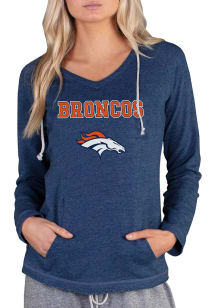 Concepts Sport Denver Broncos Womens Navy Blue Mainstream Terry Hooded Sweatshirt