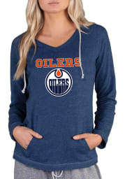 Edmonton Oilers Womens Navy Blue Mainstream Terry Hooded Sweatshirt