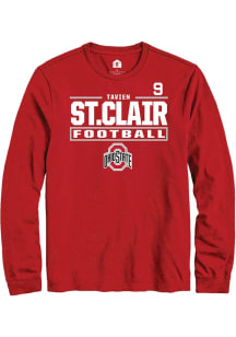 Tavien St. Clair Rally Mens Red Ohio State Buckeyes NIL Stacked Box Tee