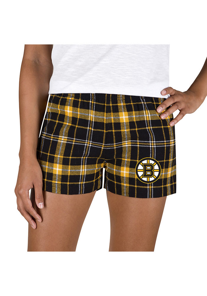 Boston Bruins Womens Gold Ultimate Flannel Shorts