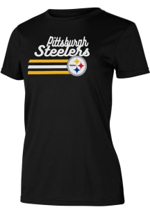 Pittsburgh Steelers Womens Black Marathon Short Sleeve T-Shirt