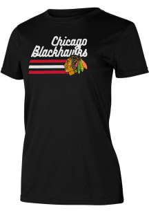 Chicago Blackhawks Womens Black Marathon Short Sleeve T-Shirt