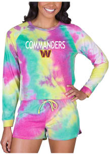 Concepts Sport Washington Commanders Womens Yellow Velodrome Tie Dye Long Sleeve PJ Set