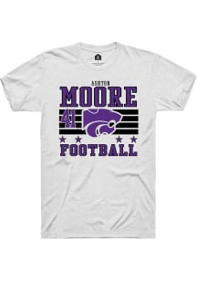 Ashton Moore Rally Mens White K-State Wildcats NIL Striped Player T Shirt