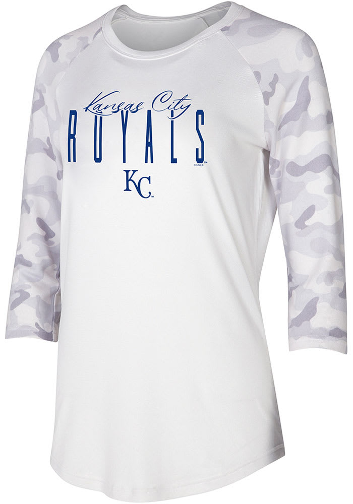 New Era Kansas City Royals Womens Blue Raglan LS Tee