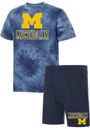 Michigan Wolverines Mens Navy Blue Billboard Tie Dye Sleep Pants