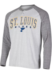 St Louis Blues Grey Ledger Long Sleeve Fashion T Shirt