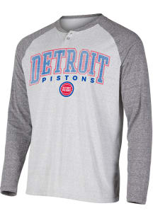 Detroit Pistons Grey Ledger Long Sleeve Fashion T Shirt