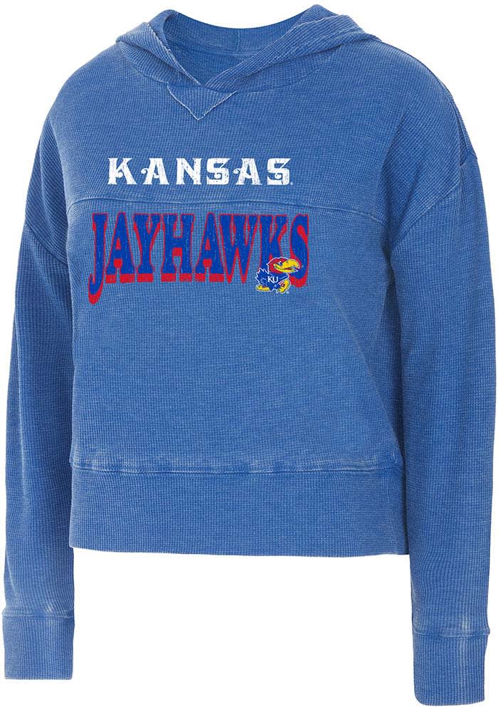Kansas Jayhawks Womens Blue Resurgence Hooded Sweatshirt