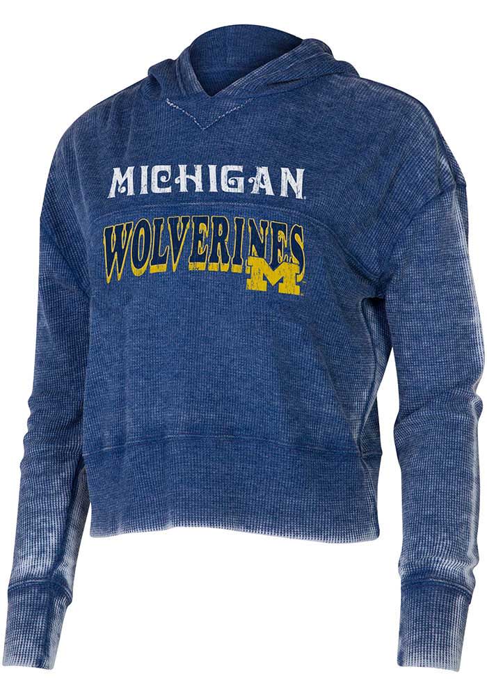 Michigan Wolverines Womens Navy Blue Resurgence Hooded Sweatshirt