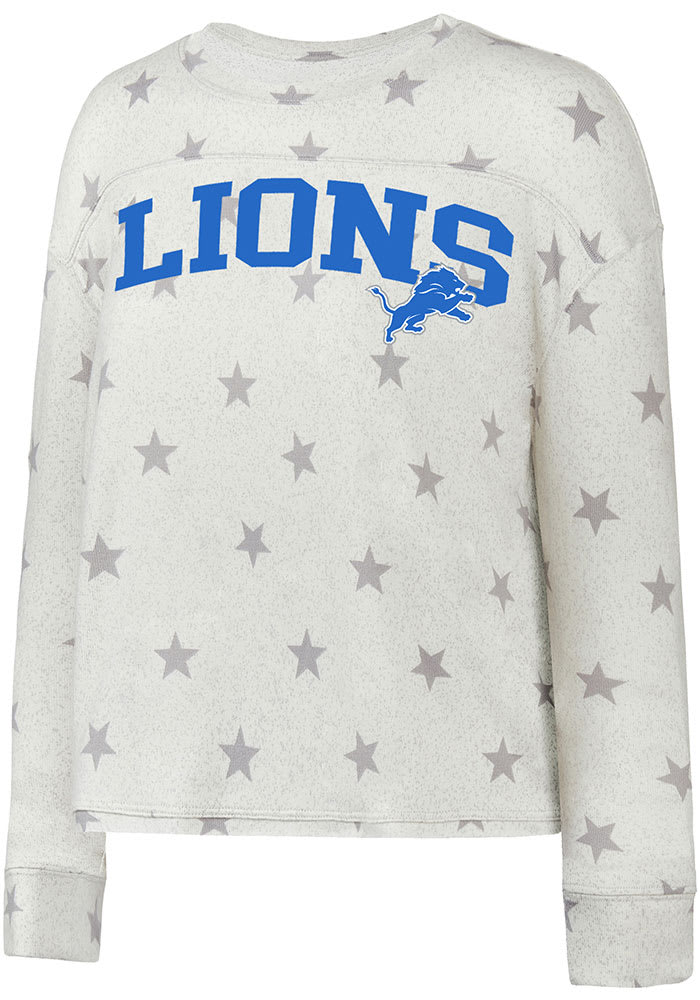 Detroit Lions Womens White Lunar Quilted Long Sleeve Crew Sweatshirt