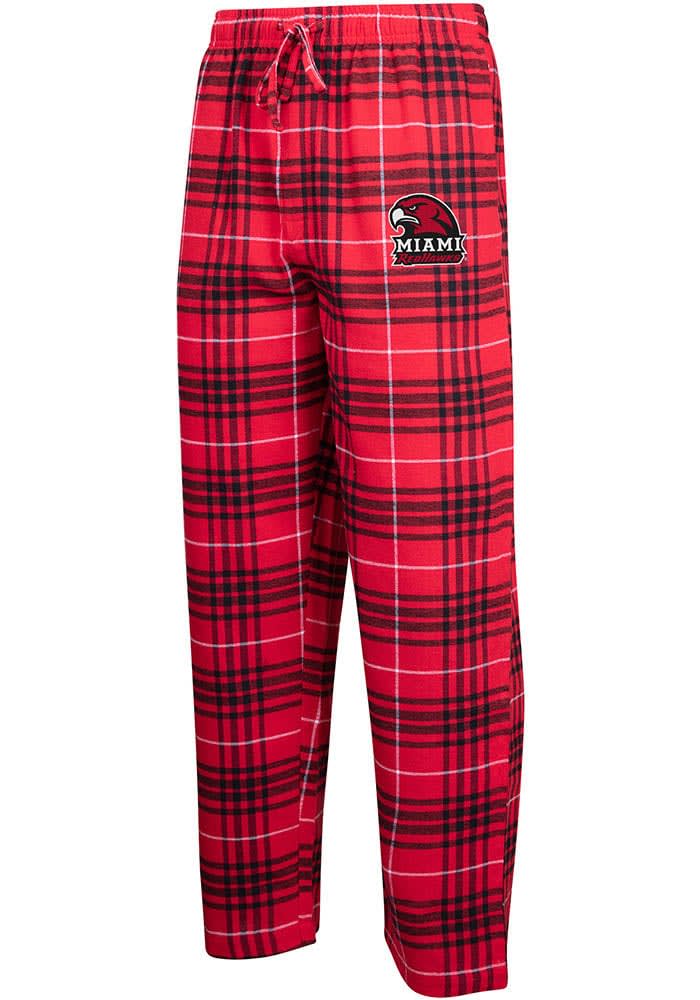 Miami RedHawks Mens Red Concord Plaid Sleep Pants