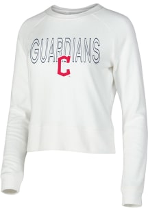 Cleveland Guardians Womens White Colonnade Crew Sweatshirt