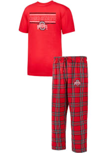 Mens Red Ohio State Buckeyes Badge Set Loungewear Sleep Pants
