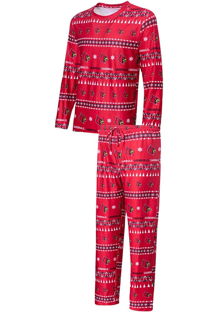 College Concepts LLC Louisville Cardinals Red Flurry Matching Set Sleep Pants, Red, 92% COTTON/8% SPANDEX, Size M, Rally House