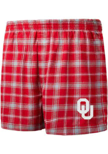 Oklahoma Sooners Mens Crimson Ledger Plaid Boxer Shorts