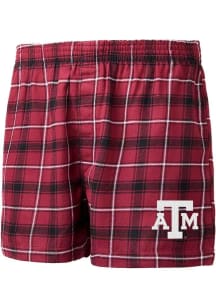 Texas A&amp;M Aggies Mens Maroon Ledger Plaid Boxer Shorts