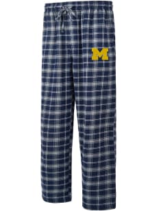 Michigan Wolverines Mens Navy Blue Ledger Plaid Sleep Pants